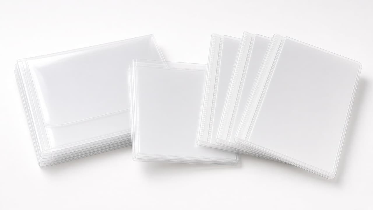 Transparent plastic document folders, report covers, and binding sleeves
